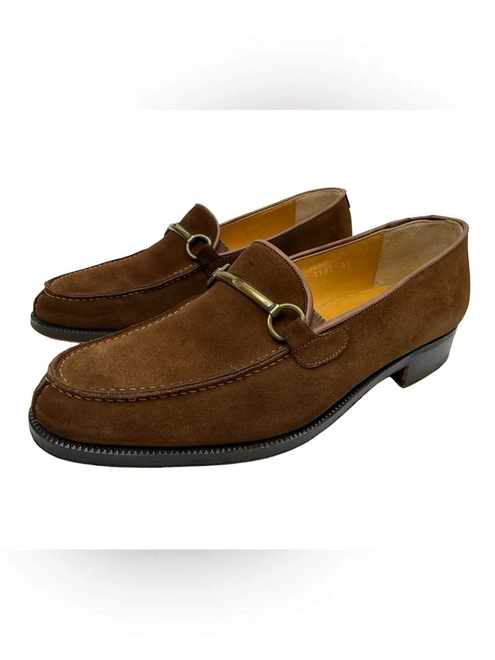 Vintage Gucci Horsebit Loafers Brown Suede Leather Dress Shoe 41 Italy 7.5